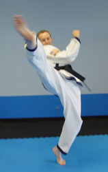 Master Instructor Patrick Kennedy practices an angle kick.