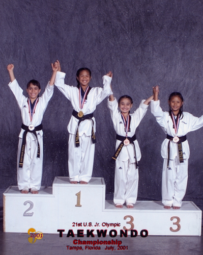 Master Instructor Shaina Ostrowski (Far Right) wins the Bronze Medal in sparring at the Junior Olympics!!!