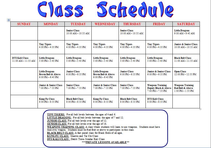 Class Schedule